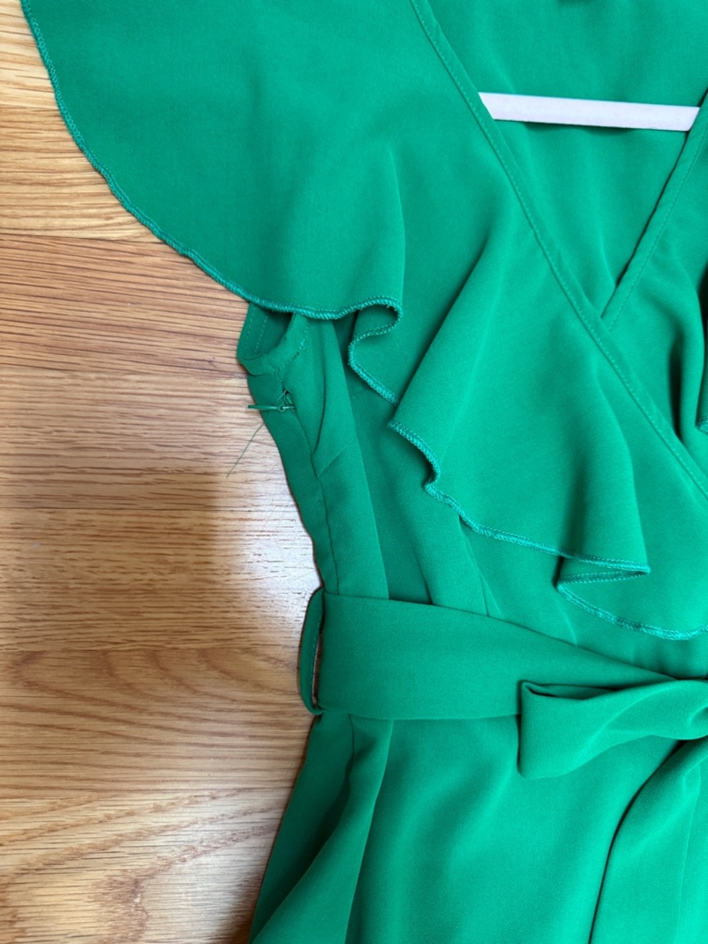 SHEIN Bright Green Ruffle Wrap Midi Dress Sz S - Picture 7 of 13